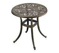 Table de Jardin Relaxdays, Trou pour Parasol, Ø53 x H53 cm, alu moulé, résistant, Antique, Ronde Balcon, Noir/Bronze