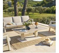 Table de jardin relevable rectangulaire ""Salimia"" argile & lin 150 x 80 x 69cm en aluminium - Hespéride