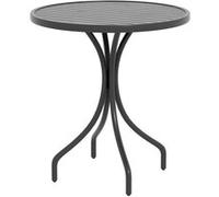 Table de jardin ronde Ø 66 cm acier plateau à lattes noir Noir G