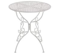 Table de Jardin Ronde AMANDA en Fer Forgé -Table de Bistrot de Style Nostalgique Hauteur 74 cm - Table de Terrasse Diamètre de 70 cm - Solide et Résistante Idéale pour Votre Jardin - Couleur:, Couleur:blanc antique