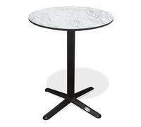DCB Garden Table de jardin ronde en acier, plateau HPL