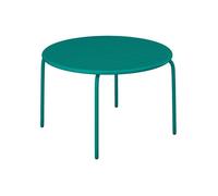 Table de jardin ronde D.110 cm en métal - Bleu canard - MIRMANDE de MYLIA