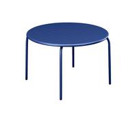 Table de jardin ronde D.130 cm en métal - Bleu nuit - MIRMANDE de MYLIA