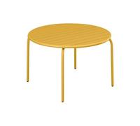 Table de jardin ronde D.130 cm en métal - Jaune moutarde - MIRMANDE de MYLIA
