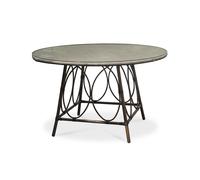 Table ronde de jardin USHUAIA (diam. 125 cm) en aluminium marron et textilène - LIN