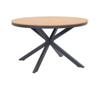 Vente-unique - Table de Jardin Ronde en Aluminium D.125 cm - Anthracite et Naturel Clair - ZEYVA de MYLIA