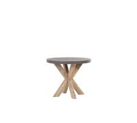 Beliani Table de Repas de Jardin Ronde 90 cm avec Plateau en Béton Résistant et Pieds en Bois Naturel Idéale pour Extérieur au Style Scandinave