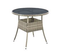 Table de jardin ronde en poly rotin Yoro Gris Ø 80 cm