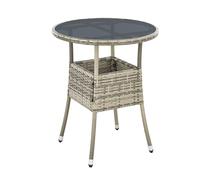 Table de jardin ronde en poly rotin Yoro Gris Ø 60 cm