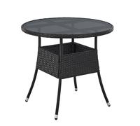 Table de jardin ronde en poly rotin Yoro Noir Ø 80 cm