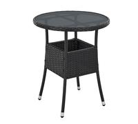 Table de jardin ronde en poly rotin Yoro Noir Ø 60 cm