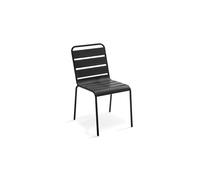 Table De Jardin Ronde Et 6 Chaises En Métal Anthracite Gris