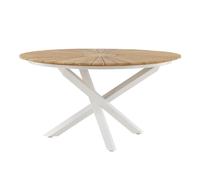 Table de Jardin Ronde "Mexico" 140cm Naturel & Blanc