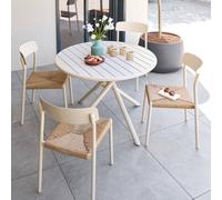 Table de jardin ronde NEBULLIA Argile 4 places - Aluminium traité époxy, Traitement anti-rouille renforcé Hespéride