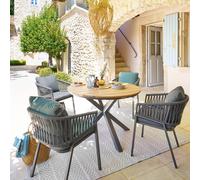 Hespéride Table de jardin Oriengo 4 personnes coloris acacia et graphite ⌀111,5 x H.75,5 cm