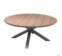 Table de jardin ronde ""Oriengo"" acacia & graphite 8 places en aluminium traité époxy - Hespéride