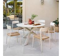 Table de jardin ronde ORYON Argile 6 places - Aluminium traité époxy, Verre Hespéride
