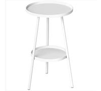 Table de jardin ronde Outsunny, petite table d'appoint à deux niveaux, table de patio en métal, table basse, table à manger pour porche, terrasse ou balcon, blanche