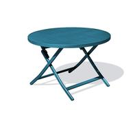 Table de jardin pliante MARIUS (diam. 110 cm) en aluminium - BLEU CANARD