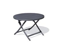 DCB Garden Table de jardin MARIUS ronde pliante en aluminium anthracite Ø110 x H73 cm