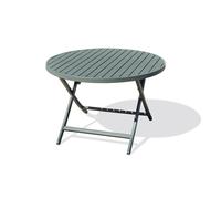 DCB Garden Table de jardin ronde pliante en aluminium vert - Kaki