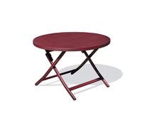 Table de jardin ronde pliante en aluminium rouge carmin