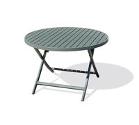 Table de jardin ronde pliante en aluminium vert