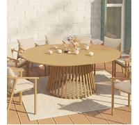 IDMarket - Table à Manger de Jardin Ronde SOLAL Extensible 160-200 CM 6-10 Personnes avec Pied Lattes en métal Effet Bois