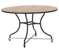 Table de Jardin Rustique Moderne en Bois d'Acacia Structure en Acier Ronde Marro
