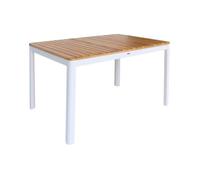 Table de jardin SENORA acacia blanc avec coins arrondis. 6 places. 120 x 80 x 75 cm