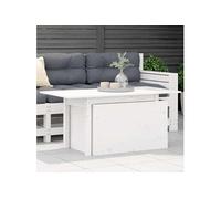 vidaXL Table de jardin – Table à manger rectangulaire 844909, pin massif 100×50×75 cm, blanc