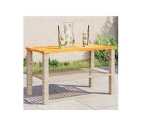 Vidaxl Table De Jardin Beige 70x38x42 Cm Résine Tressée Et Bois Acacia