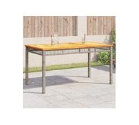 Vidaxl Table De Jardin Gris 140x80x75 Cm Résine Tressée Et Bois Acacia