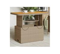 Table de Jardin, Table Basse, Table à Manger, Meuble de Terrasse Cour Balcon Patio Extérieur, Beige Résine Tressée et 368277