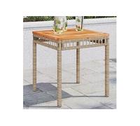 Table de Jardin, Table Carrée, Table Basse, Meuble de Patio, Table à Thé d'Extérieur Terrasse Cour, Mélange Beige Résine Tressée et Bois Acacia