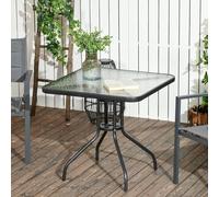 Table de jardin, table d'appoint, petite table de balcon, petite table de bistro, plateau carré en verre trempé, cadre en métal revêtu par pulvérisation, 70 x 70 x 71 cm, noire