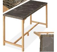 Table de jardin - TECTAKE - Table de bar LOVAS en rotin avec plaque en grès amovible cadre alumnium 161x64,5x99,5cm - Marron Naturel