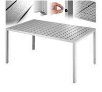 Table de jardin - TECTAKE - Table de jardin BIANCA réglable, aluminium, aspect bois, résistant UV - 150 x 90 x 74,5 cm - Gris/Argent