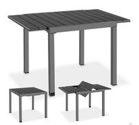 Table de jardin - TECTAKE - Table de jardin INCA, extensible, en aluminium, 80-120 x 80 x 74 cm - Noir