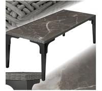 Table de jardin - TECTAKE - Table de repas FOGGIA en rotin avec plaque en grès amovible cadre aluminium 196 x 87 x 76 cm - Gris