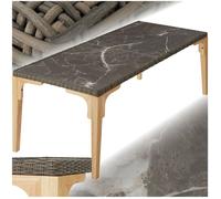 Table de jardin - TECTAKE - Table de repas FOGGIA rotin tressé aluminium bois plaque grès amovible 196x87x76 cm - Marron naturel