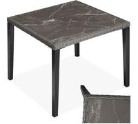 Table de jardin - TECTAKE - Table de repas TARENT en rotin avec plaque en grès amovible 93,5 x 93,5 x75 cm - Gris