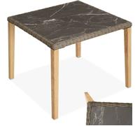 Table en rotin avec cadre en aluminium et bois marron naturel