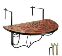 Table de jardin - TECTAKE - Table pliante terrasse suspendue mosaïque 75 x 65 x 62 cm - Marron Terracotta