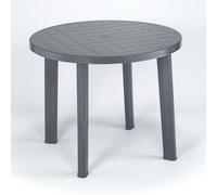 Table De Jardin Tondo 90 cm Ronde Anthracite En Plastique Avec Trou Pour Parasol