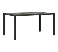 vidaXL Table de Jardin Dessus en Verre, Table à Manger, Table de Repas, Meuble de Patio Terrasse Arrière-Cour Extérieur, Noir Résine Tressée
