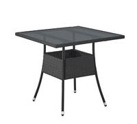 Table de jardin Yoro en poly rotin Noir 80 cm