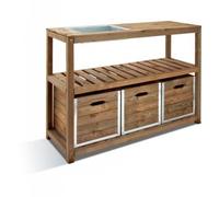 Table de jardinage - JARDIPOLYS - CHOKO - Dimensions L 129 x P 45 x H 90 cm - Couleur Marron - Bac en Zinc