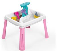 Dolu Table à sable et à eau 3 en 1 Jouet de créativité pour enfants à partir de 24 mois Jouets de jardin Plateau d'activités Table de jeu à eau Bac à sable Rose/Blanc