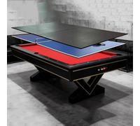 Table de Jeu Convertible 3 en 1, Piscine, Table de ping-Pong et de Salle à Manger, Billard de Style américain for Adultes(Red 1,2.13m)